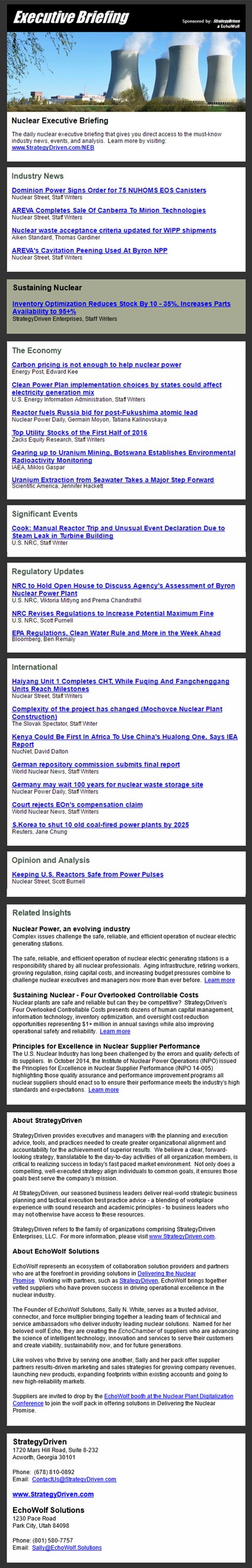 Executive Briefing Newsletter